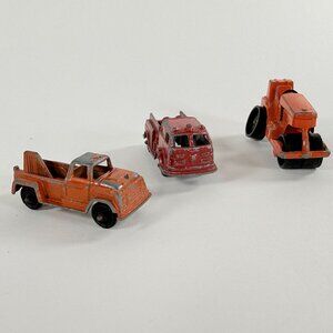 Vintage Tootsie Diecast Fire Truck Ford Wrecker & Hong Kong Road Roller 1960s